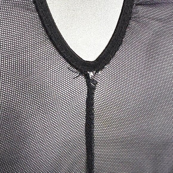 Vtg 90s Shirley of Hollywood Black Sheer Mesh Lace Teddy Bodysuit Long Sleeve S - Picture 6 of 8